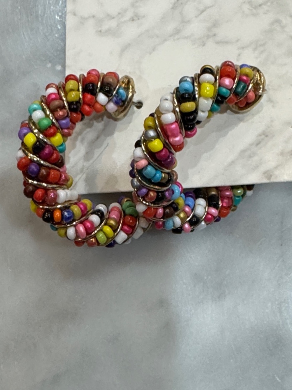 Multicolor Beaded Hoop Earrings
